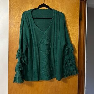 Fringe sleeve sweater